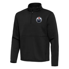 Edmonton Oilers Antigua Twist Quarter-Zip Pullover Jacket Black
