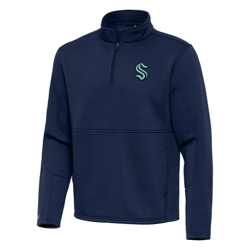 Seattle Kraken Antigua Twist Quarter-Zip Pullover Jacket Navy
