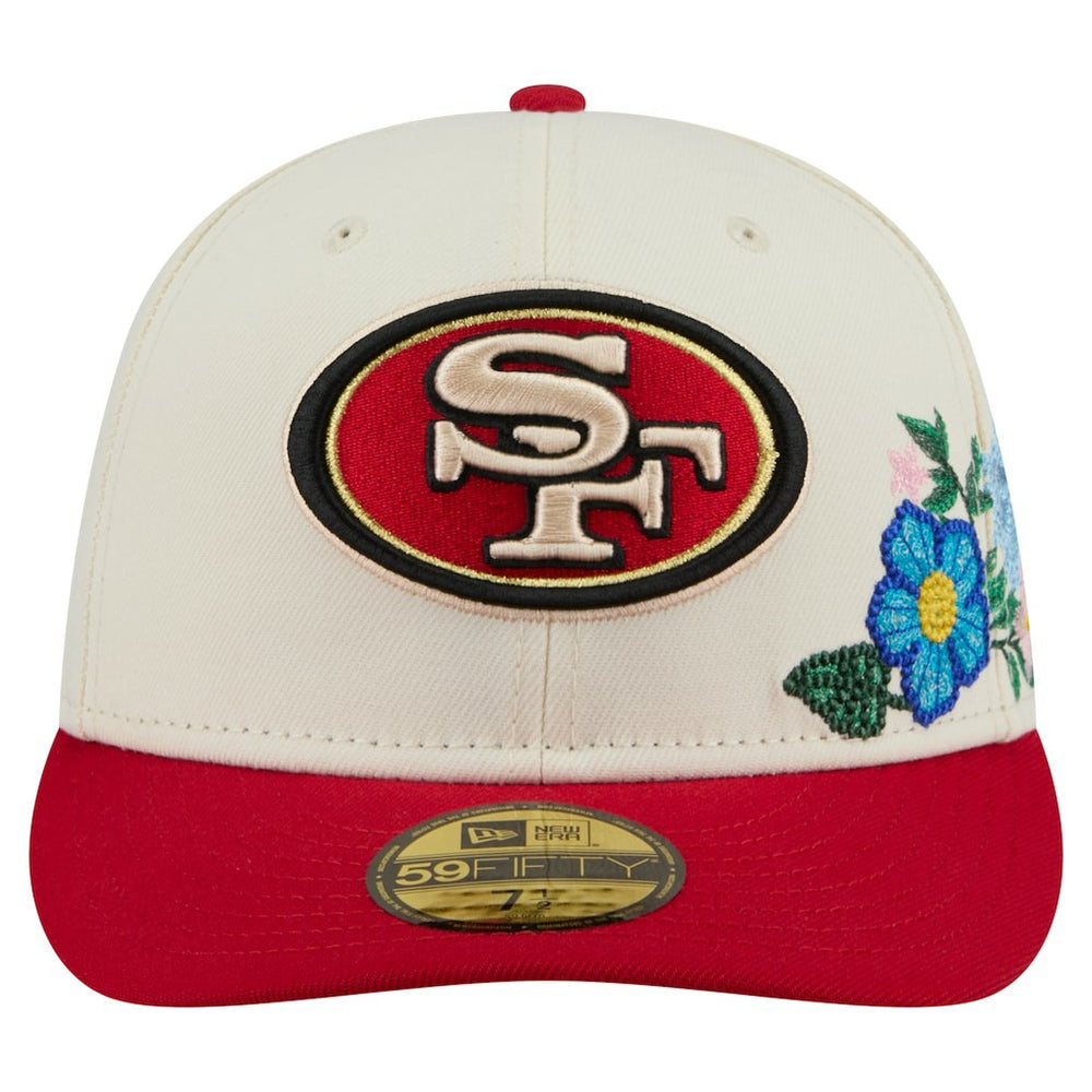 San Francisco 49ers New Era Tonal Floral 59FIFTY Fitted Hat - Cream/Scarlet for sale