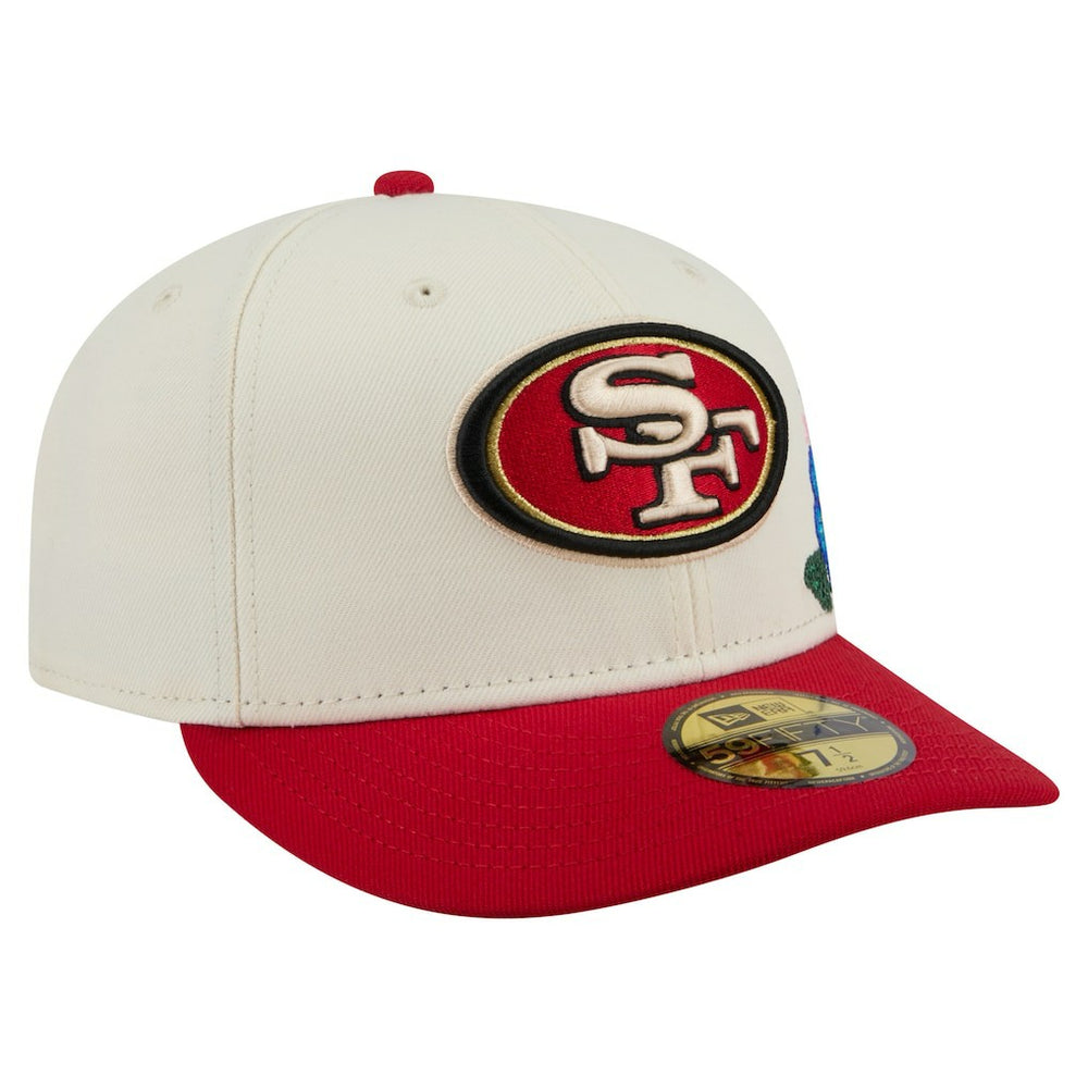San Francisco 49ers New Era Tonal Floral 59FIFTY Fitted Hat - Cream/Scarlet for sale