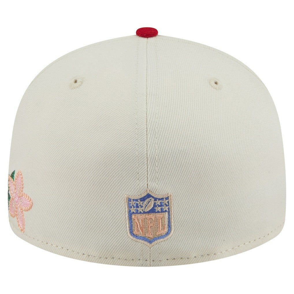 San Francisco 49ers New Era Tonal Floral 59FIFTY Fitted Hat - Cream/Scarlet for sale