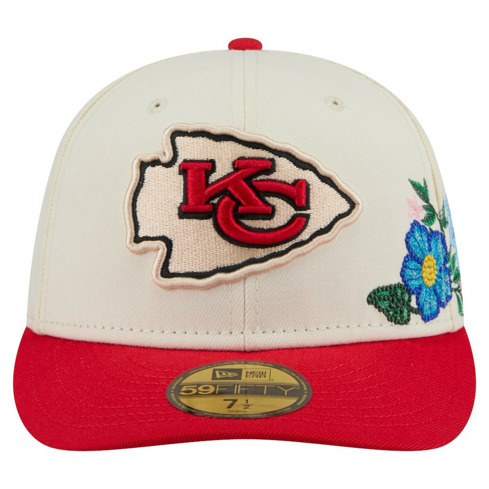 Kansas City Chiefs New Era Tonal Floral 59FIFTY Fitted Hat - Cream/Red discount