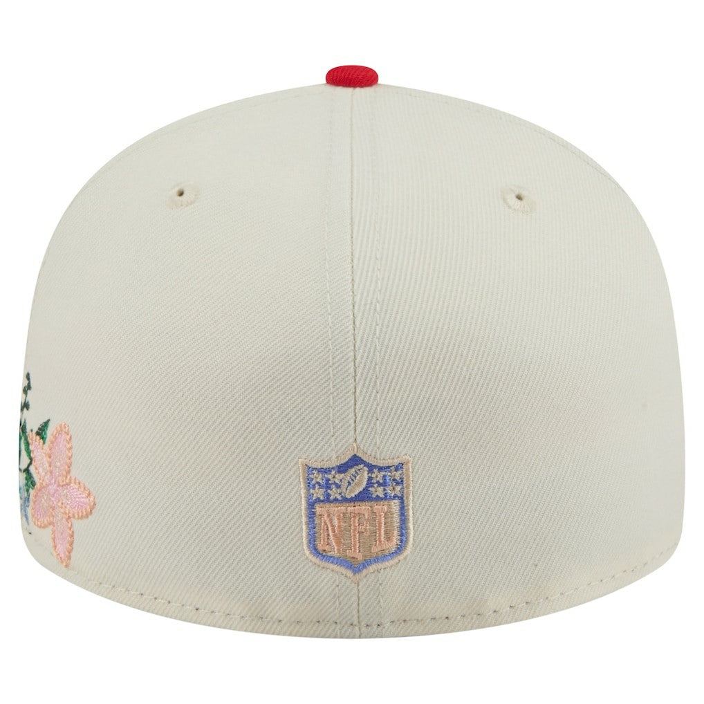 Kansas City Chiefs New Era Tonal Floral 59FIFTY Fitted Hat - Cream/Red discount