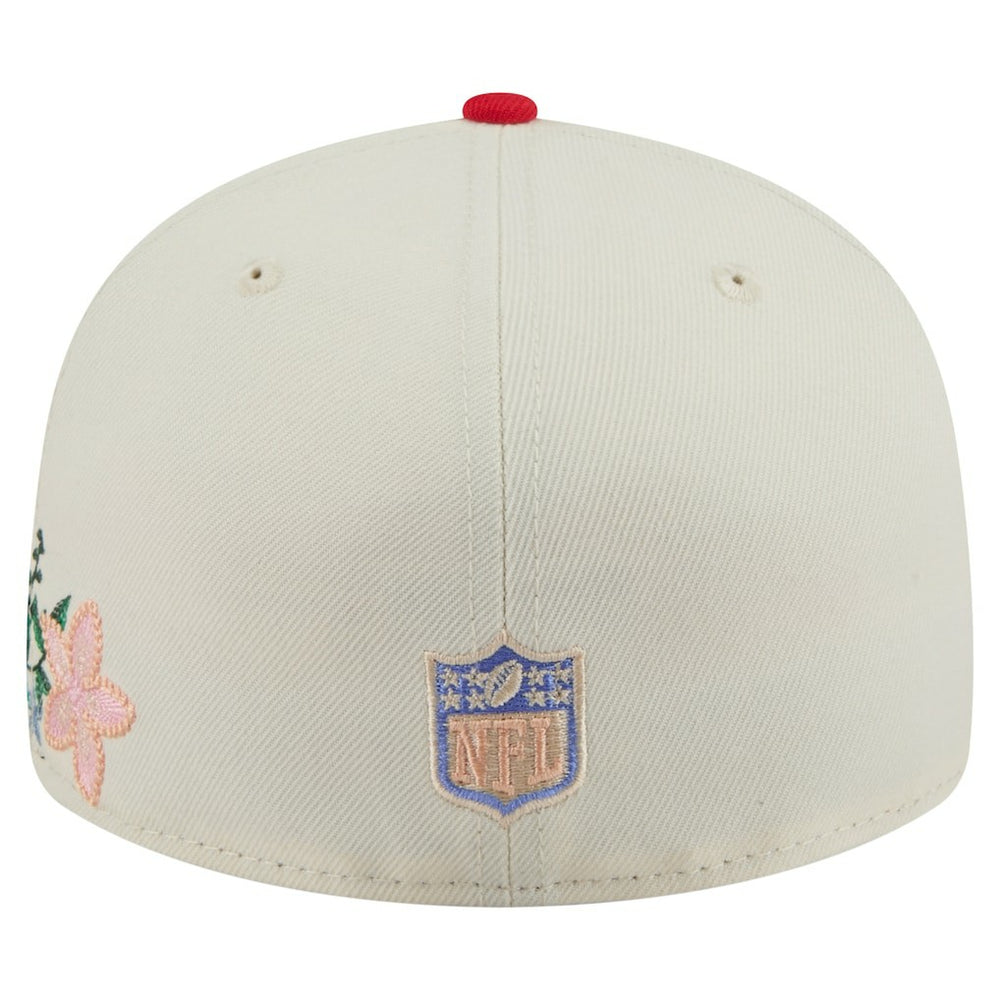 Kansas City Chiefs New Era Tonal Floral 59FIFTY Fitted Hat - Cream/Red discount