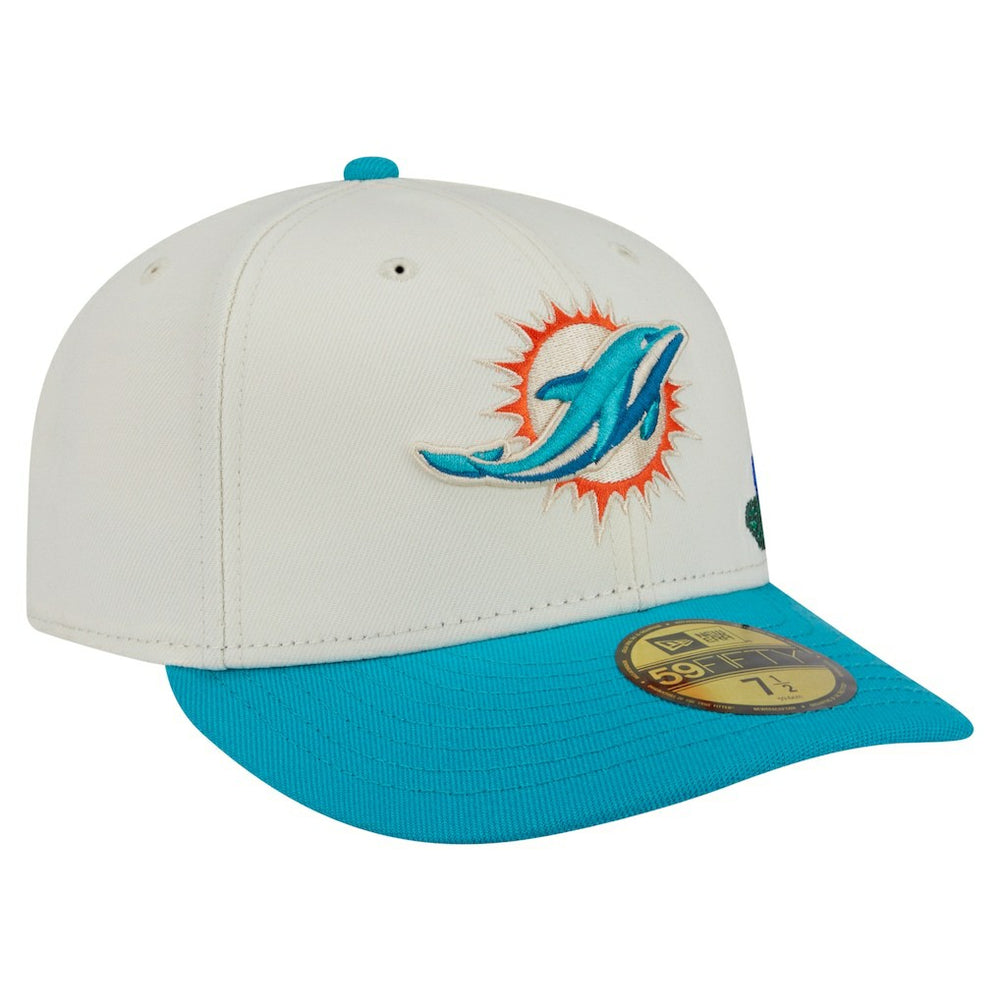 Miami Dolphins New Era Tonal Floral 59FIFTY Fitted Hat - Cream/Aqua on sale