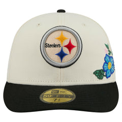Pittsburgh Steelers New Era Tonal Floral 59FIFTY Fitted Hat - Cream/Black for sale