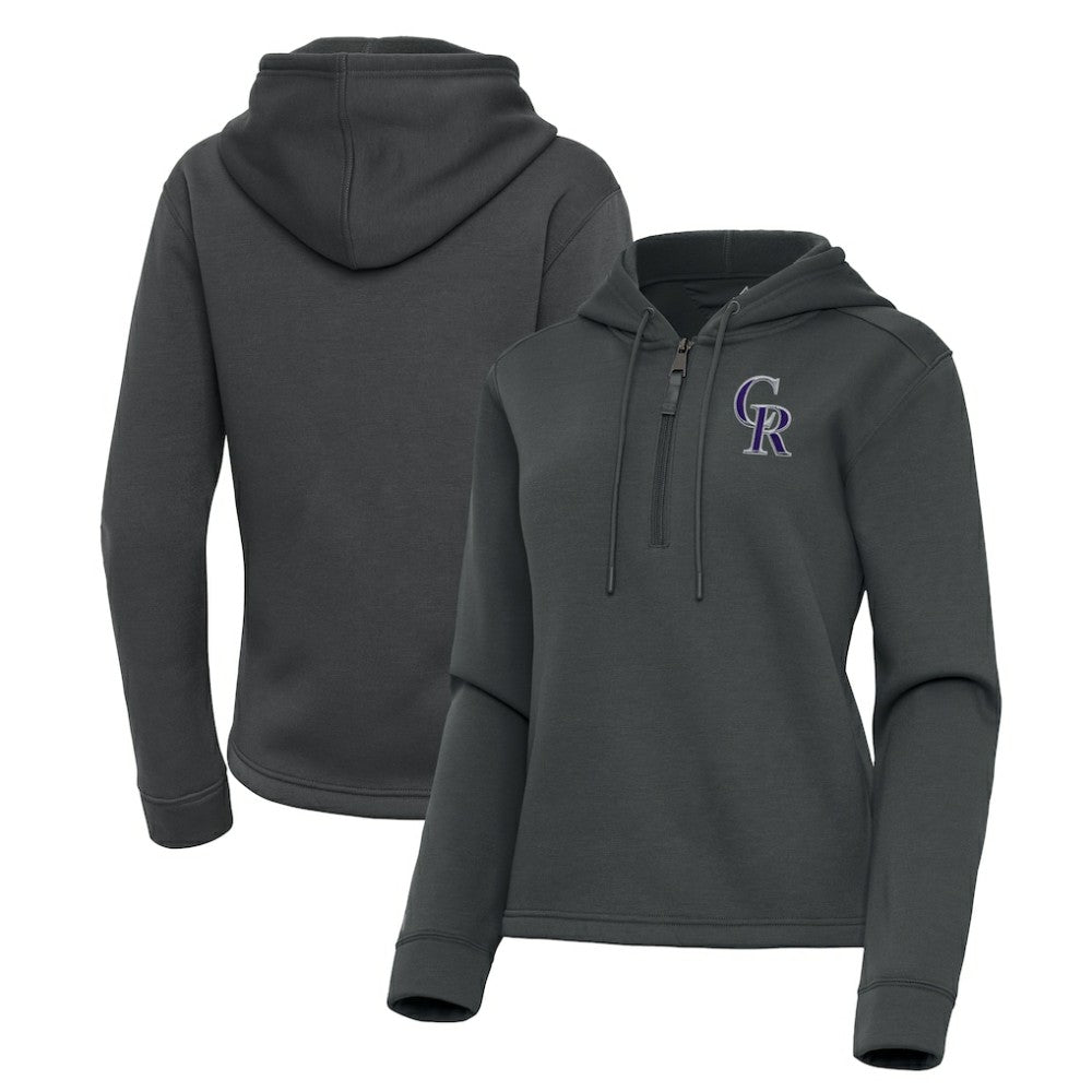 Colorado Rockies Antigua Women's Contemporary Quarter-Zip Hoodie - Pewter