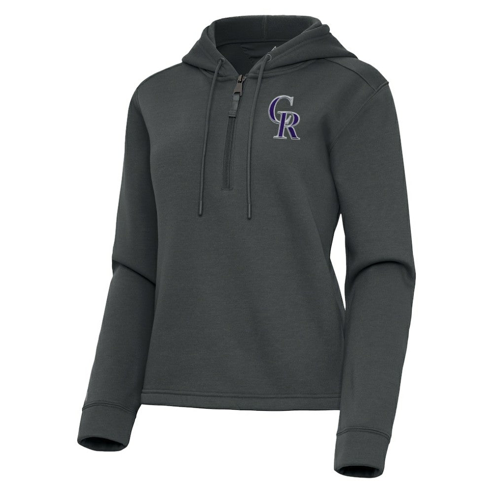Colorado Rockies Antigua Women's Contemporary Quarter-Zip Hoodie - Pewter