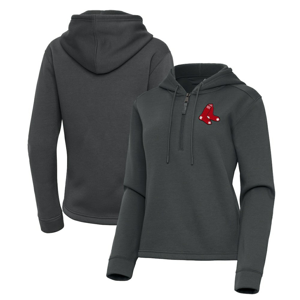 Boston Red Sox Antigua Women's Contemporary Quarter-Zip Hoodie - Pewter