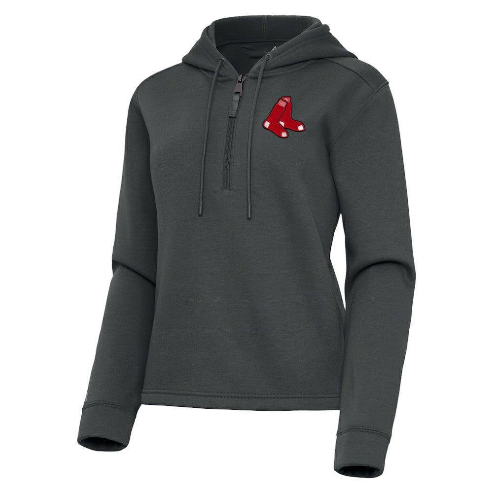 Boston Red Sox Antigua Women's Contemporary Quarter-Zip Hoodie - Pewter