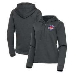 Chicago Cubs Antigua Women's Contemporary Quarter-Zip Hoodie - Pewter