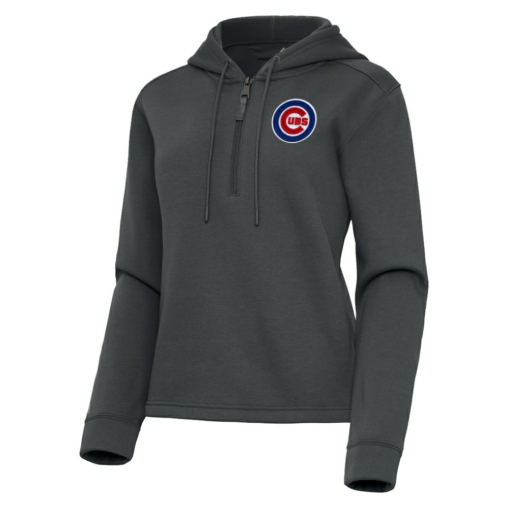 Chicago Cubs Antigua Women's Contemporary Quarter-Zip Hoodie - Pewter