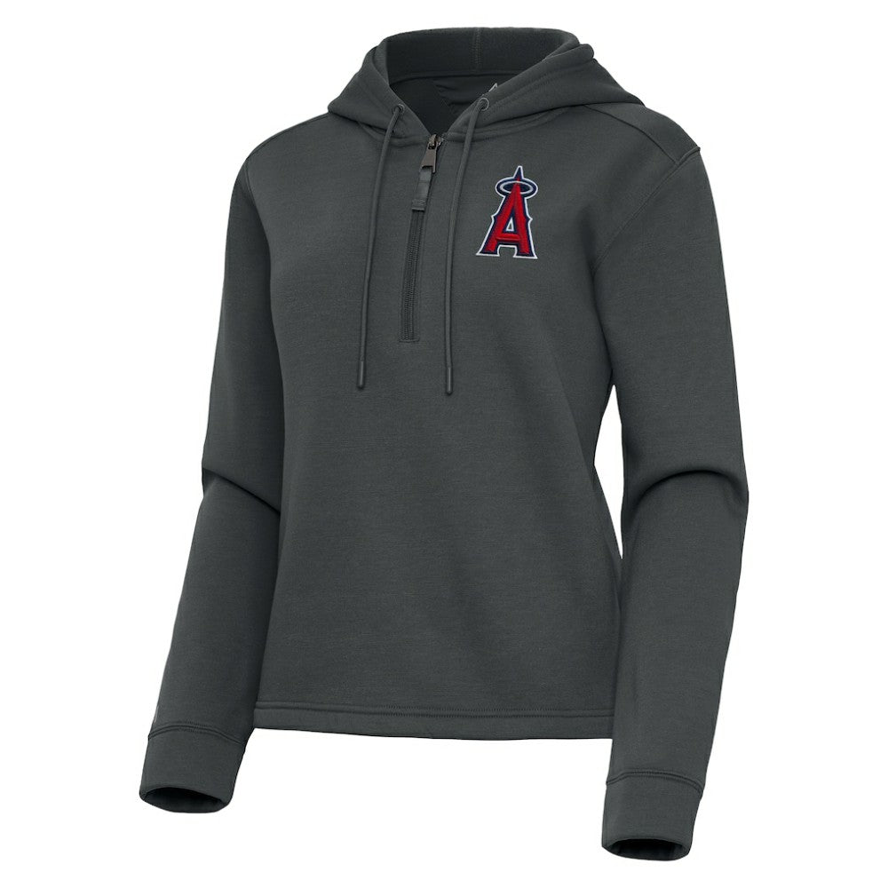 Los Angeles Angels Antigua Women's Contemporary Quarter-Zip Hoodie - Pewter