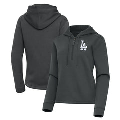 Los Angeles Dodgers Antigua Women's Contemporary Quarter-Zip Hoodie - Pewter