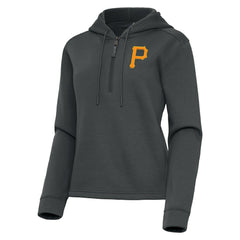 Pittsburgh Pirates Antigua Women's Contemporary Quarter-Zip Hoodie - Pewter