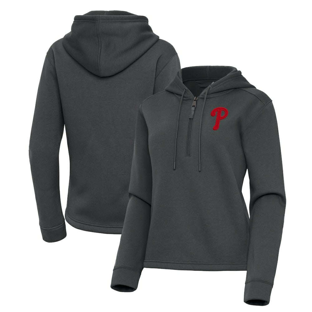 Philadelphia Phillies Antigua Women's Contemporary Quarter-Zip Hoodie - Pewter
