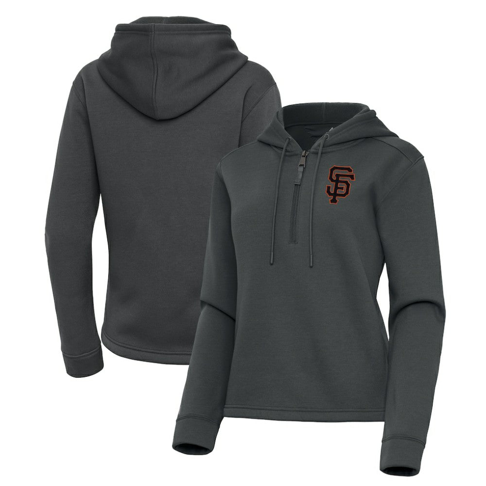 San Francisco Giants Antigua Women's Contemporary Quarter-Zip Hoodie - Pewter