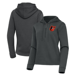 Baltimore Orioles Antigua Women's Contemporary Quarter-Zip Hoodie - Pewter