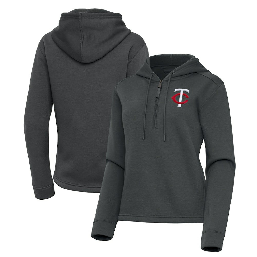 Minnesota Twins Antigua Women's Contemporary Quarter-Zip Hoodie - Pewter