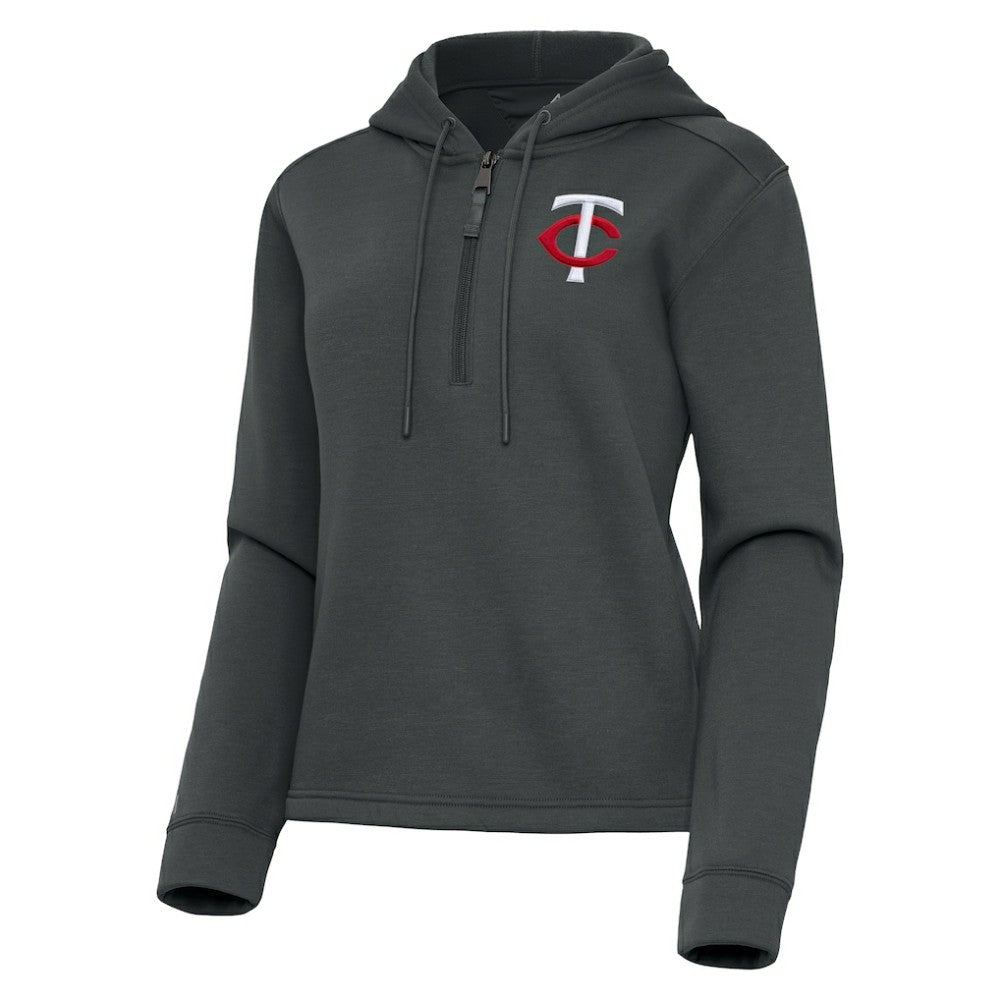 Minnesota Twins Antigua Women's Contemporary Quarter-Zip Hoodie - Pewter