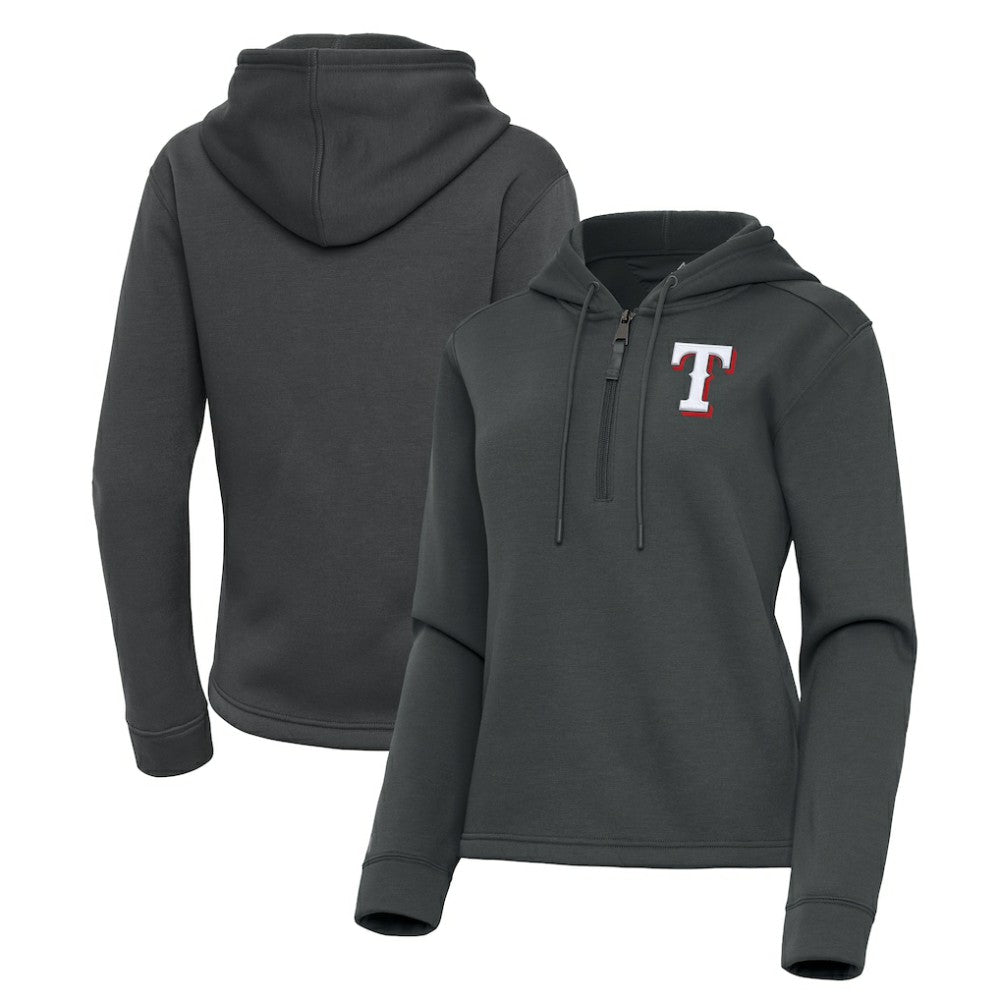 Texas Rangers Antigua Women's Contemporary Quarter-Zip Hoodie - Pewter