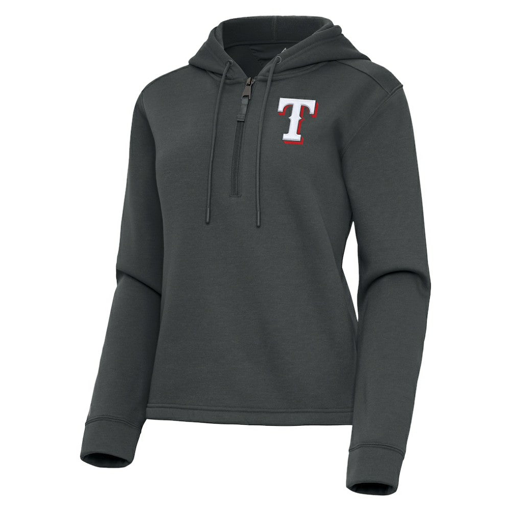 Texas Rangers Antigua Women's Contemporary Quarter-Zip Hoodie - Pewter