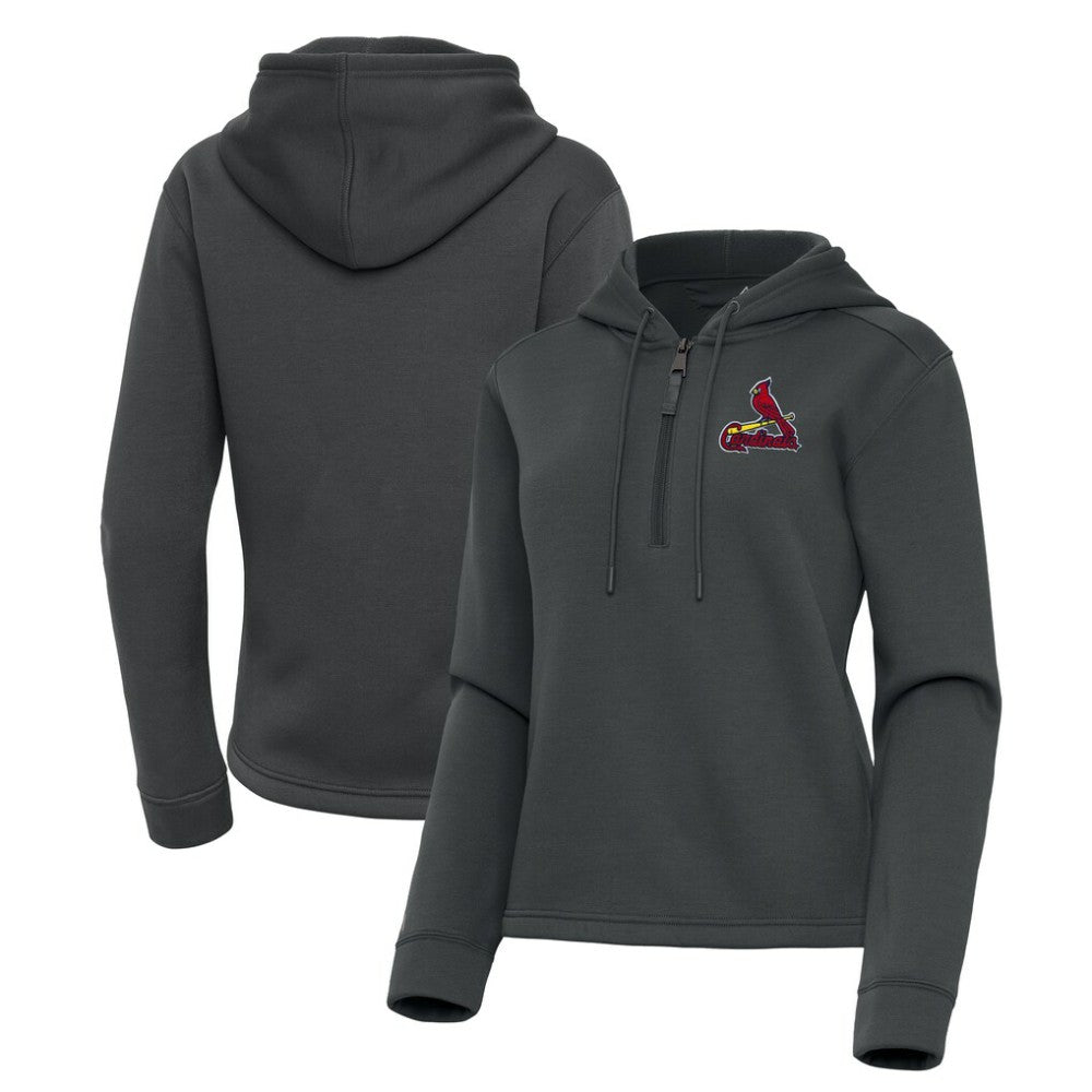 St. Louis Cardinals Antigua Women's Contemporary Quarter-Zip Hoodie - Pewter
