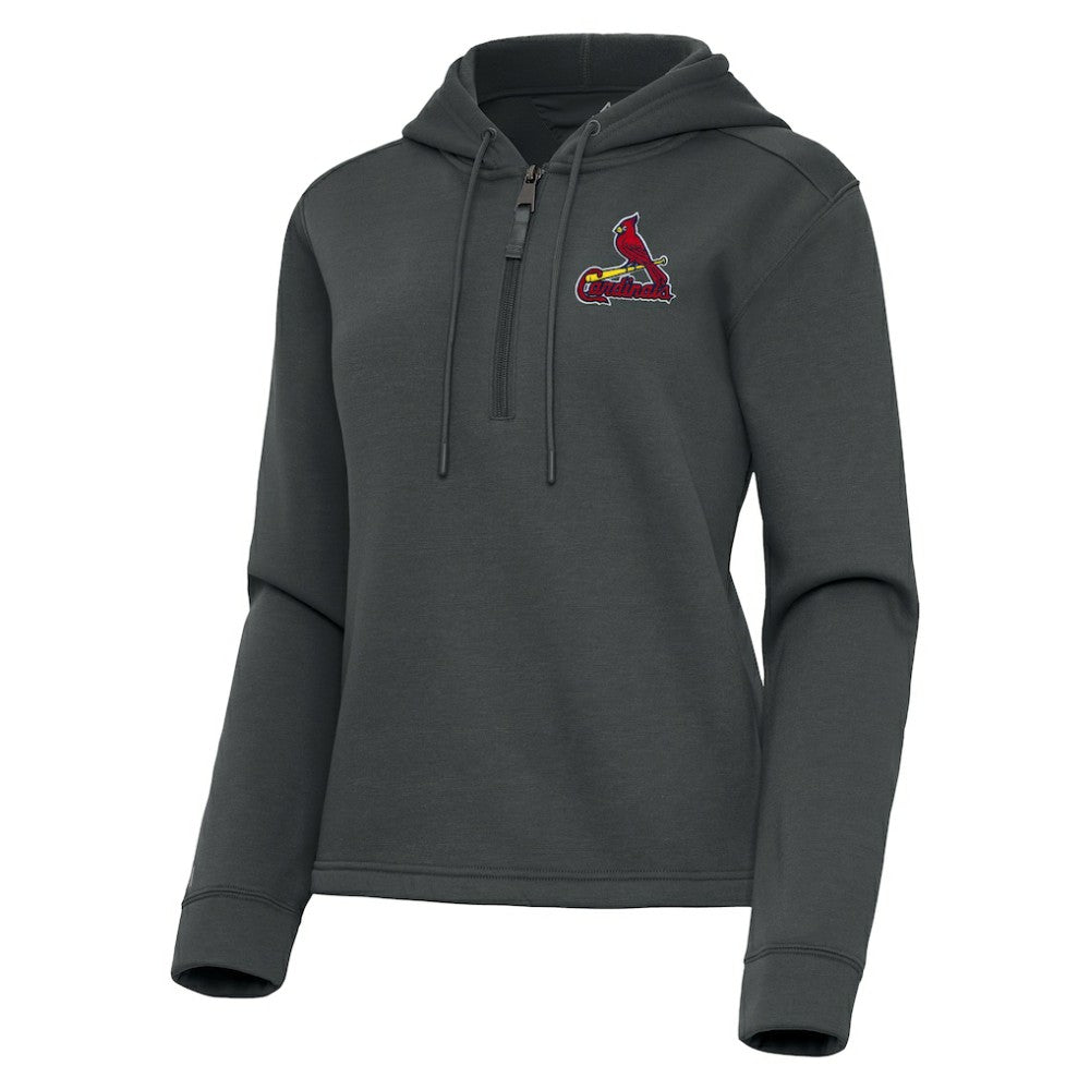 St. Louis Cardinals Antigua Women's Contemporary Quarter-Zip Hoodie - Pewter