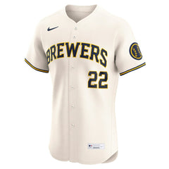 Christian Yelich Milwaukee Brewers Home Elite Player Jersey - Cream | Nike