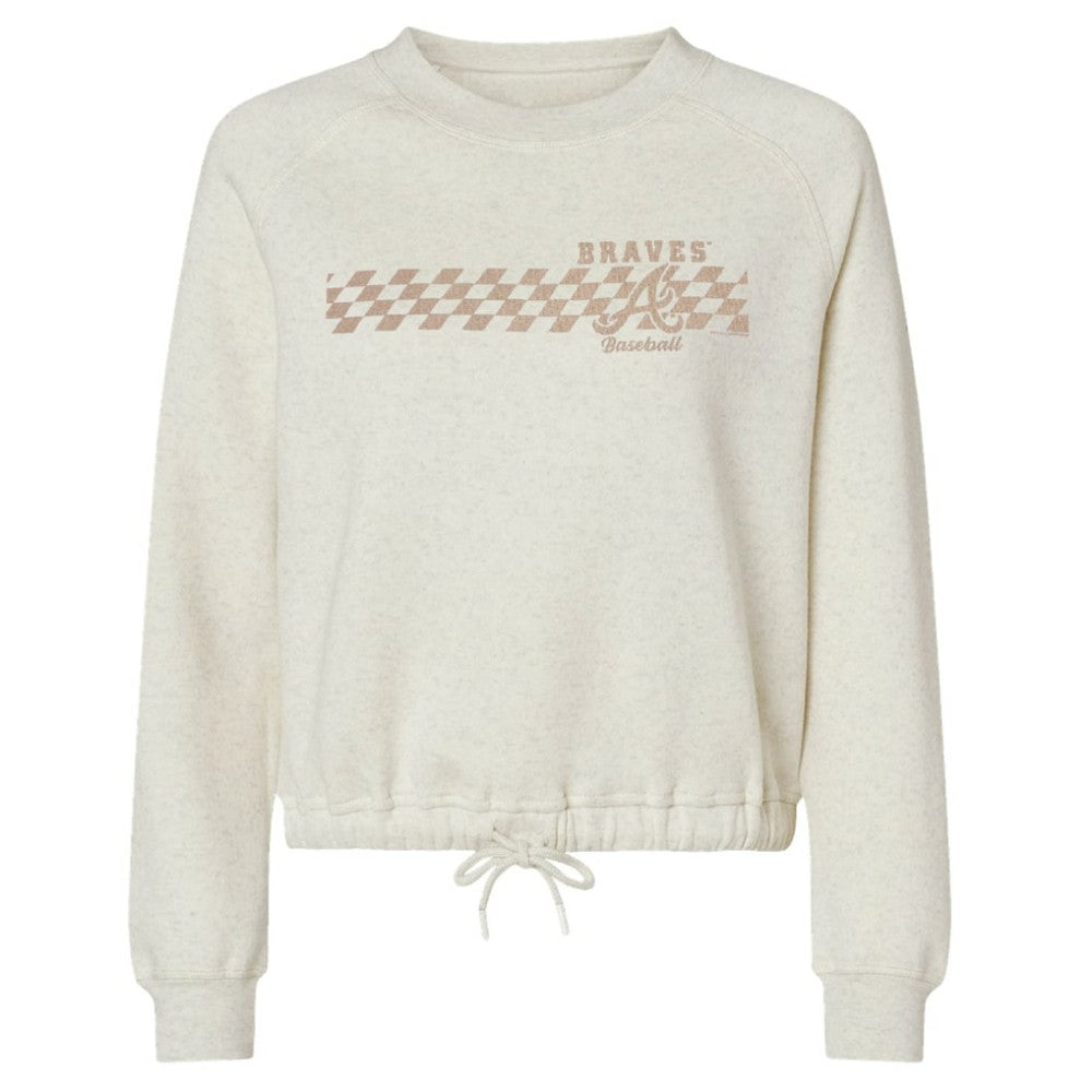 Atlanta Braves Soft as a Grape Women's Tonal Checkered Sweatshirt - Natural