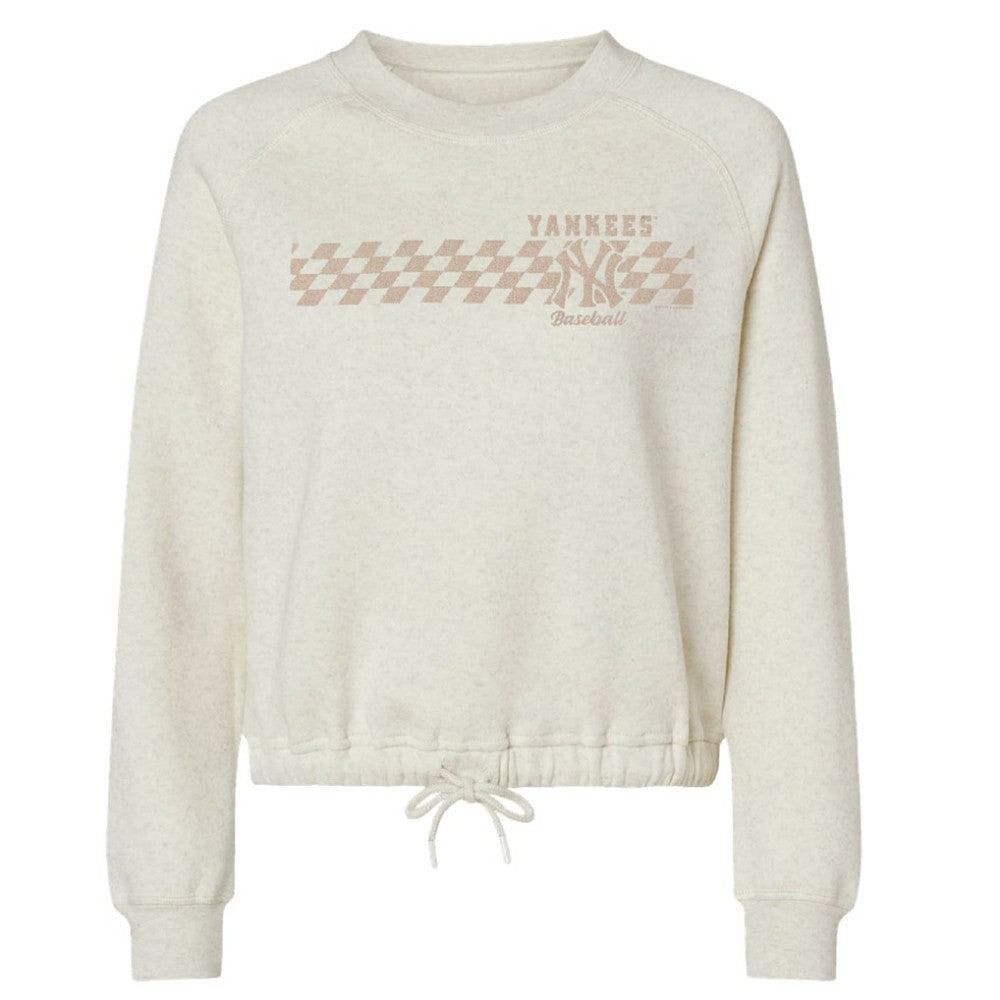 New York Yankees Soft as a Grape Women's Tonal Checkered Sweatshirt - Natural