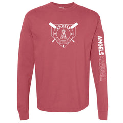 Los Angeles Angels Soft as a Grape Women's Pigment Dye Long Sleeve T-Shirt - Red