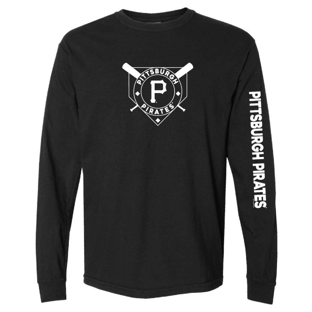 Pittsburgh Pirates Soft as a Grape Women's Pigment Dye Long Sleeve T-Shirt - Black