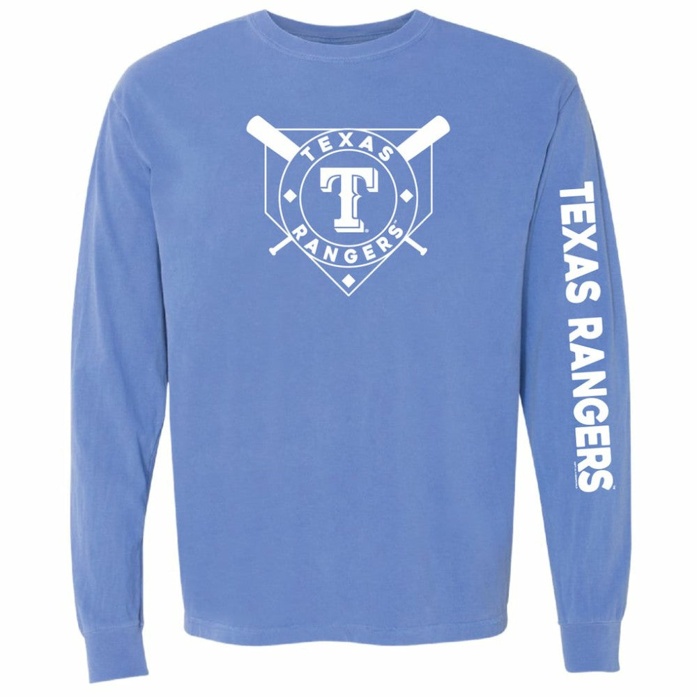 Texas Rangers Soft as a Grape Women's Pigment Dye Long Sleeve T-Shirt - Royal