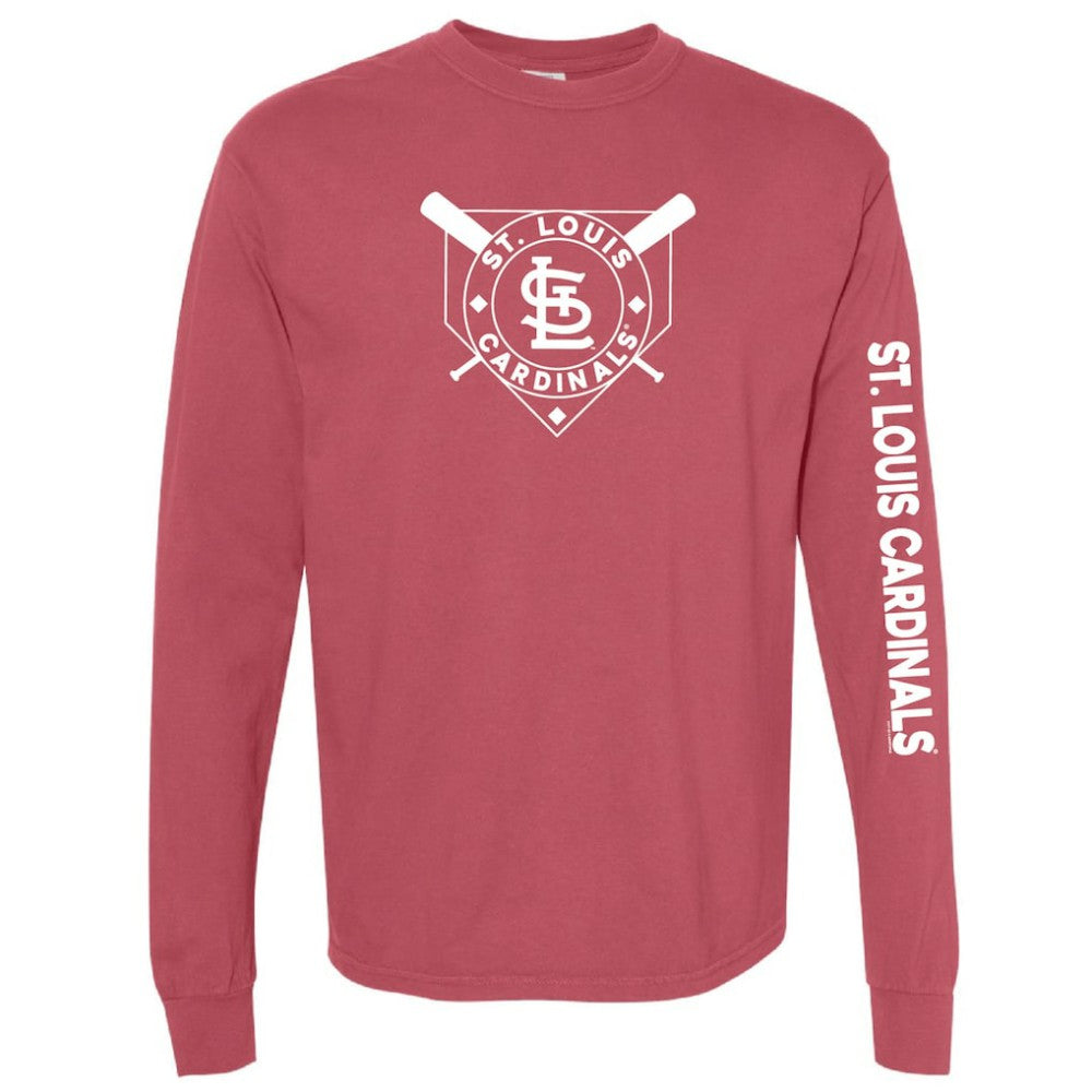 St. Louis Cardinals Soft as a Grape Women's Pigment Dye Long Sleeve T-Shirt - Red