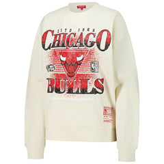 Chicago Bulls Women's Oversprayed Pullover Sweatshirt - Cream | Mitchell & Ness on sale