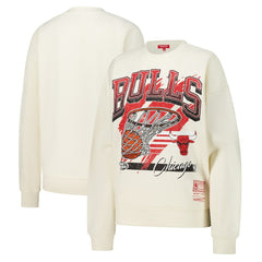 Chicago Bulls Women's Brush Bucket Pullover Sweatshirt - Cream | Mitchell & Ness discount