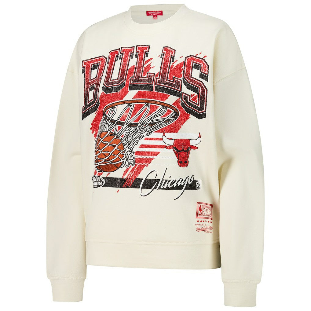 Chicago Bulls Women's Brush Bucket Pullover Sweatshirt - Cream | Mitchell & Ness discount