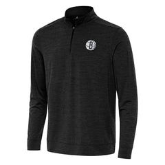 Brooklyn Nets Antigua Bright Quarter-Zip Top - Heather Black for sale