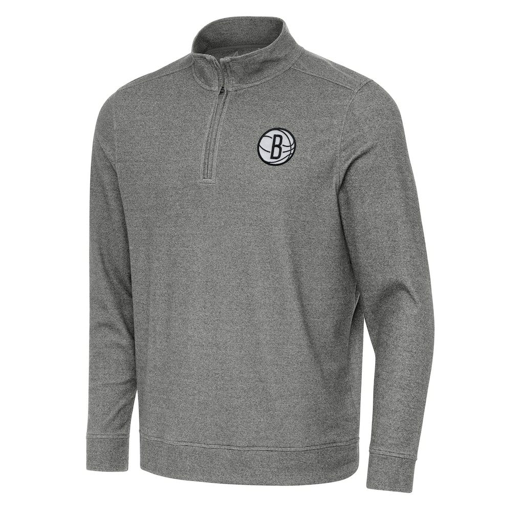 Brooklyn Nets Antigua Subtle Quarter-Zip Sweatshirt - Heather Black discount
