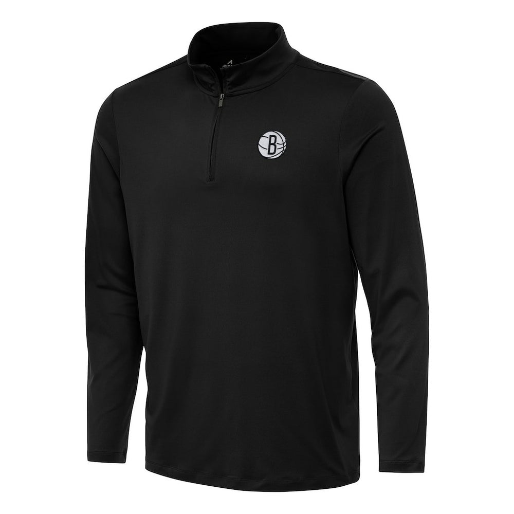 Brooklyn Nets Antigua Reprocess Quarter-Zip Top - Black shop