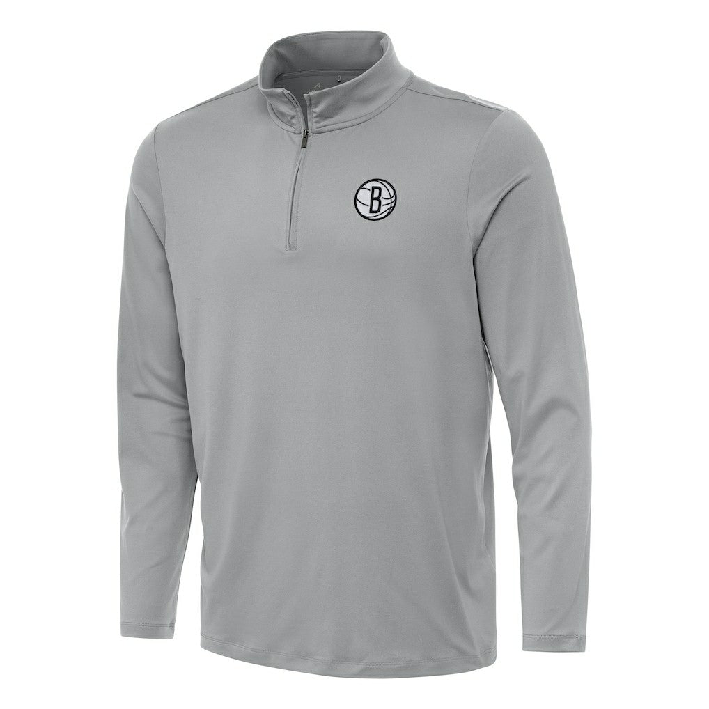 Brooklyn Nets Antigua Reprocess Quarter-Zip Top - Gray on sale