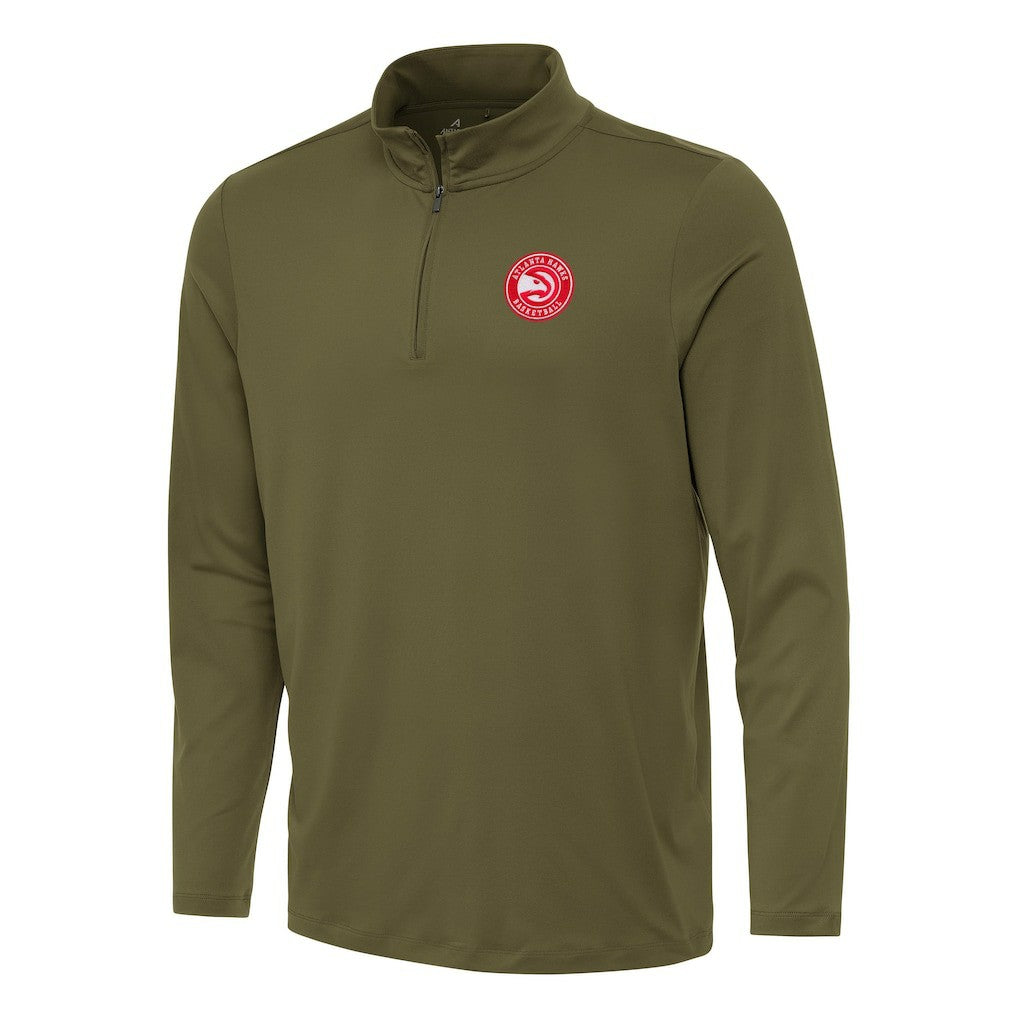 Atlanta Hawks Antigua Reprocess Quarter-Zip Top - Olive cheap