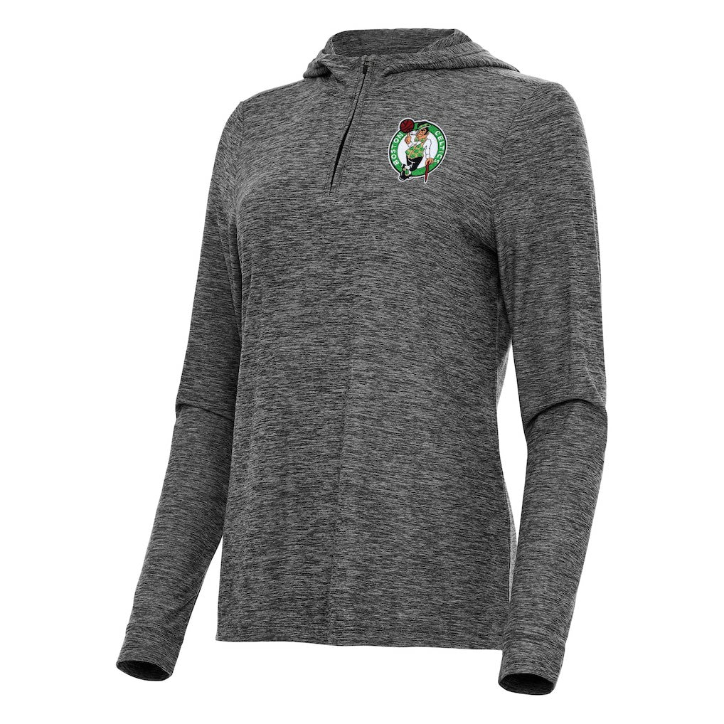 Boston Celtics Antigua Women's Daybreak Quarter-Zip Hoodie - Heather Black for sale