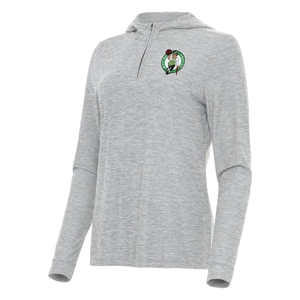 Boston Celtics Antigua Women's Daybreak Quarter-Zip Hoodie - Heather Gray for sale