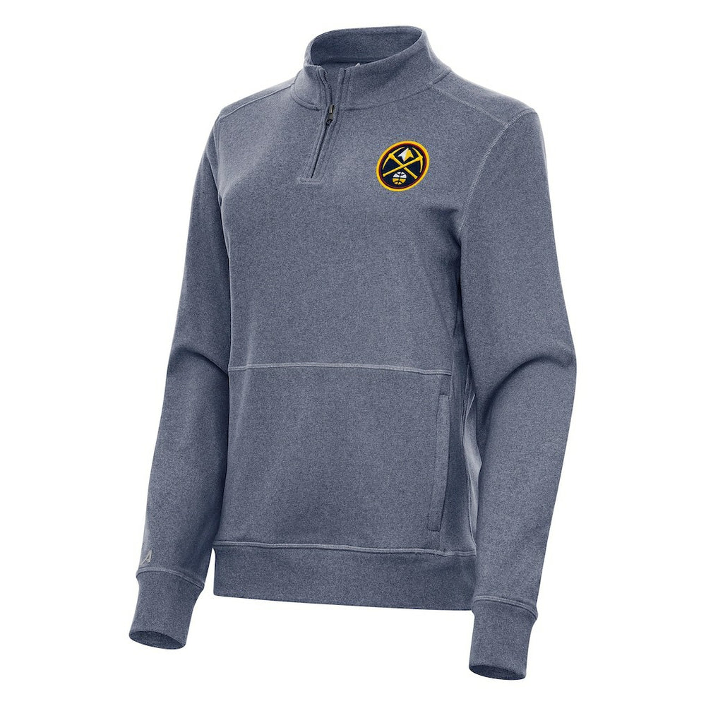 Denver Nuggets Antigua Women's Crush Quarter-Zip Fleece Sweatshirt sale - Heather Navy shop