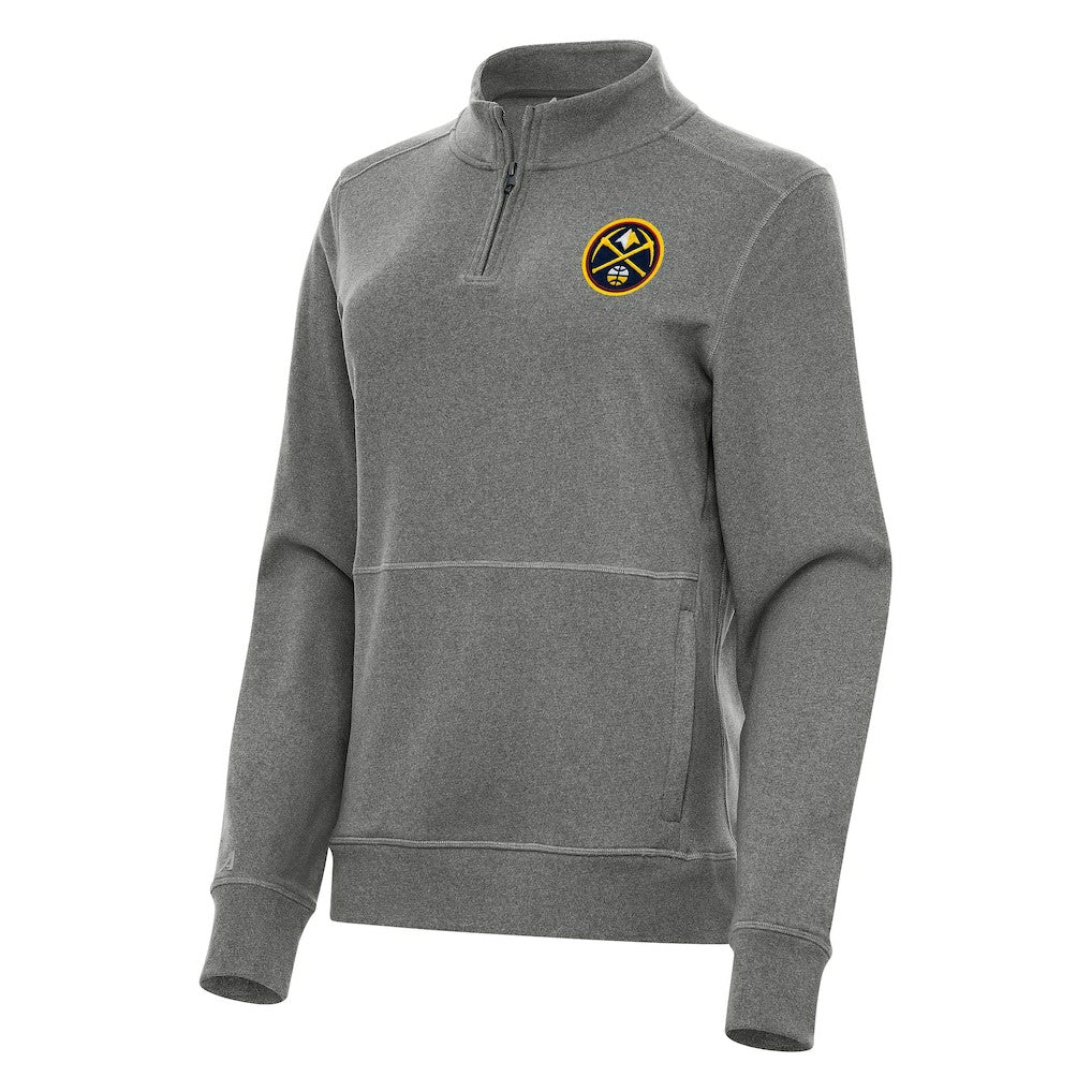 Denver Nuggets Antigua Women's Crush Quarter-Zip Fleece Sweatshirt sale - Heather Black shop