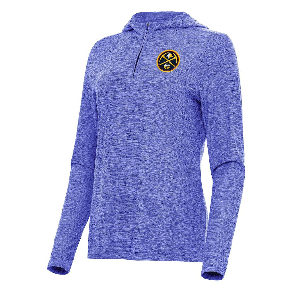 Denver Nuggets Antigua Women's Daybreak Quarter-Zip Hoodie sale - Heather Blue on sale