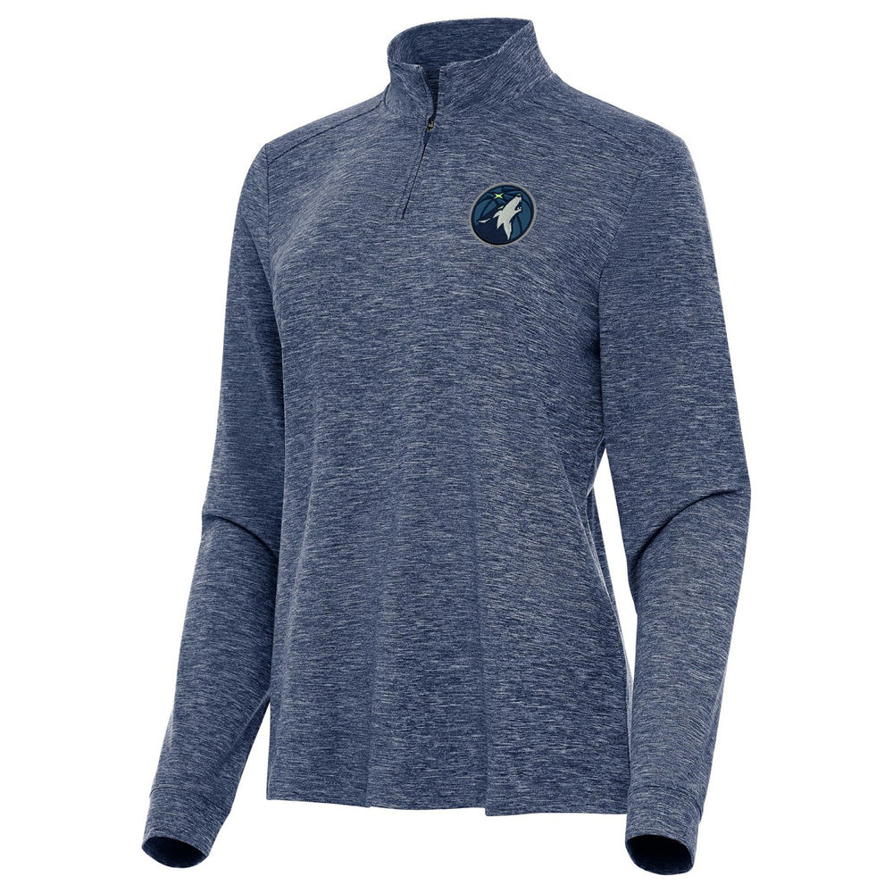Minnesota Timberwolves Antigua Women's Mentor Quarter-Zip Mock Long Sleeve Top - Heather Navy on sale