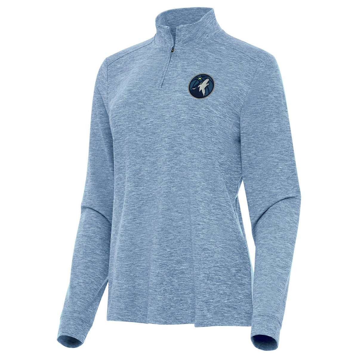 Minnesota Timberwolves Antigua Women's Mentor Quarter-Zip Mock Long Sleeve Top - Heather Aqua for sale